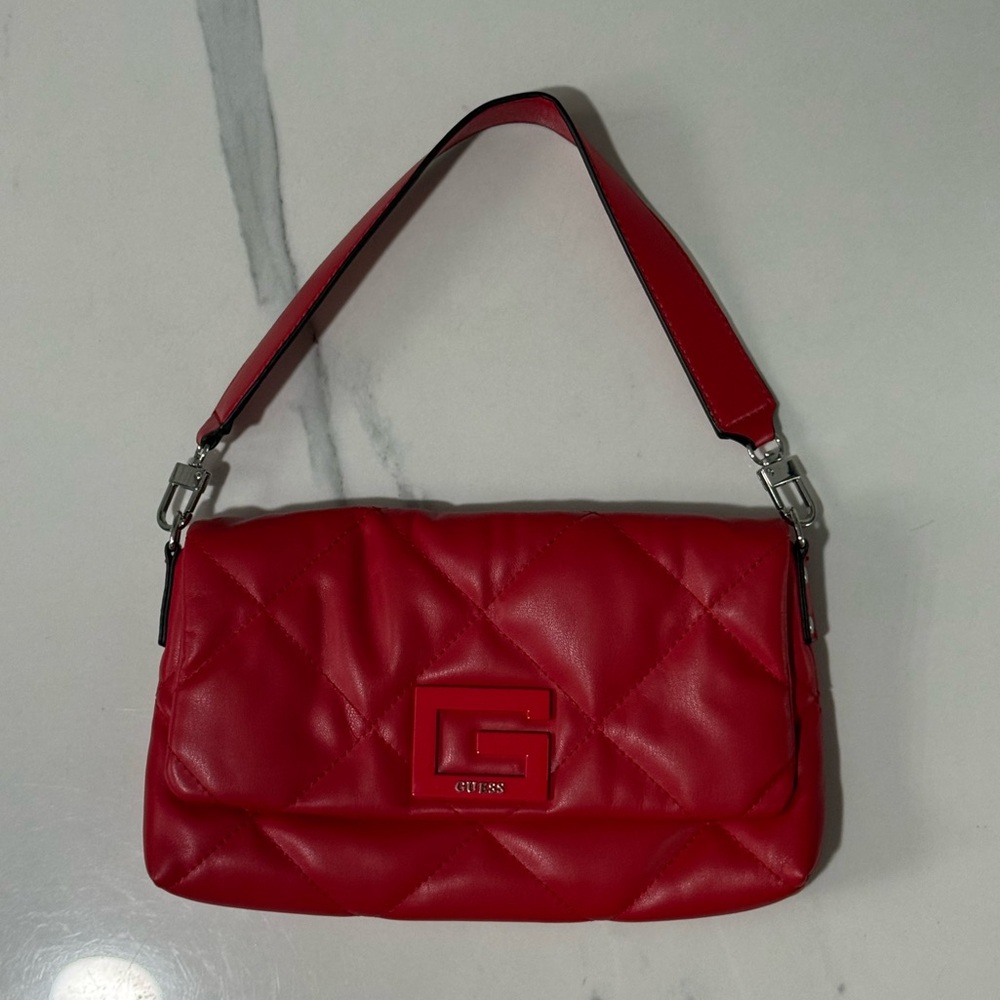 Guess Quilted Shoulder Bag Red